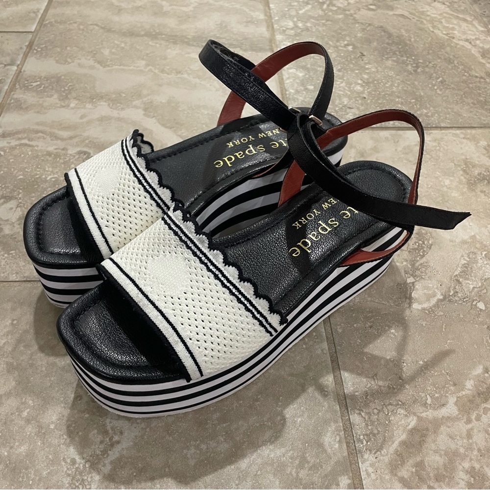 Kate Spade New York Highrise Spade Wedge Sandals‎ Size 9B
